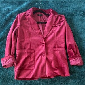 Vici Burgundy Velvet Blazer Jacket